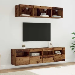 vidaXL TV vægenheder med LED med LED 5 pcs Gammelt træ 80 x 30 x 40 cm