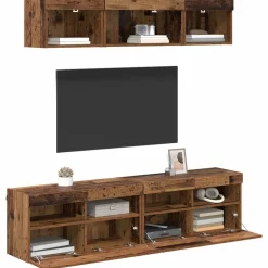 vidaXL TV vægenheder med LED med LED 5 pcs Gammelt træ 80 x 30 x 40 cm