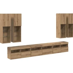 vidaXL Tv vægskab sæt Vægmonteret 7 pcs Artisan Egetræ Konstrueret træ