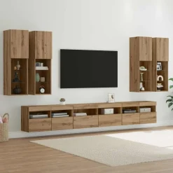 vidaXL Tv vægskab sæt Vægmonteret 7 pcs Artisan Egetræ Konstrueret træ