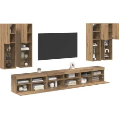 vidaXL Tv vægskab sæt Vægmonteret 7 pcs Artisan Egetræ Konstrueret træ