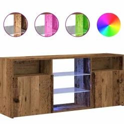 vidaXL tv-bord m. LED-lys 120x30x50 cm konstrueret træ antikt træ