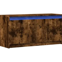 vidaXL tv-bord m. LED-lys 100x34x50 cm konstrueret træ røget eg
