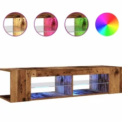 vidaXL tv-bord m. LED-lys 135x39x30 cm konstrueret træ antikt træ
