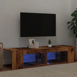 vidaXL tv-bord m. LED-lys 135x39x30 cm konstrueret træ antikt træ
