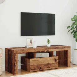 vidaXL tv-bord m. LED-lys 120x36,5x40 cm konstrueret træ antikt træ