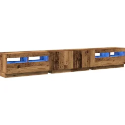 vidaXL tv-bord m. LED-lys 260x35x40 cm konstrueret træ antikt træ