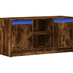 vidaXL tv-bord m. LED-lys 100x34x50 cm konstrueret træ røget eg
