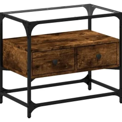 vidaXL tv-bord med glastop 60x35x51 cm konstrueret træ røget eg