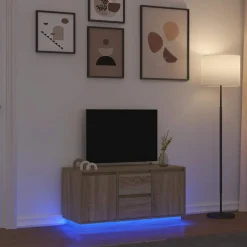 vidaXL tv-bord med LED-lys 100x41x50 cm sonoma-eg