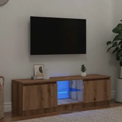 vidaXL tv-bord med LED-lys 120x30x36 cm konstrueret træ kunsteg