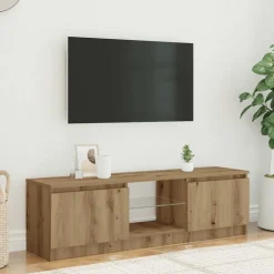 vidaXL tv-bord med LED-lys 120x30x36 cm konstrueret træ kunsteg