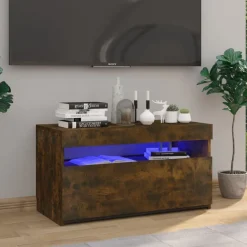 vidaXL tv-bord med LED-lys 75x35x40 cm røget egetræsfarve