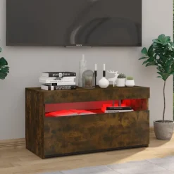 vidaXL tv-bord med LED-lys 75x35x40 cm røget egetræsfarve