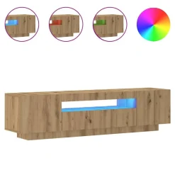 vidaXL tv-bord med LED-lys 160x35x40 cm konstrueret træ kunsteg