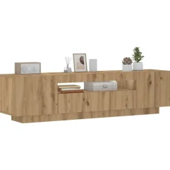 vidaXL tv-bord med LED-lys 160x35x40 cm konstrueret træ kunsteg
