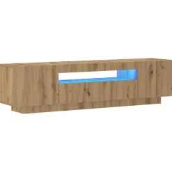 vidaXL tv-bord med LED-lys 160x35x40 cm konstrueret træ kunsteg