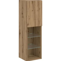 vidaXL tv-bord med LED-lys 30,5x30x102 cm egetræsfarve