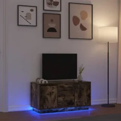vidaXL tv-bord med LED-lys 100x41x50 cm røget egetræsfarve