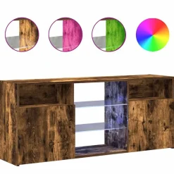 vidaXL tv-bord med LED-lys 120x30x50 cm røget egetræsfarve