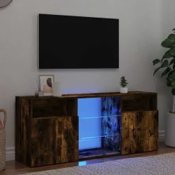 vidaXL tv-bord med LED-lys 120x30x50 cm røget egetræsfarve