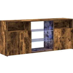 vidaXL tv-bord med LED-lys 120x30x50 cm røget egetræsfarve
