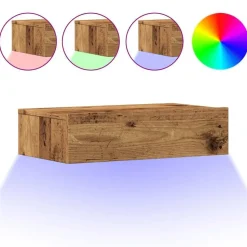 vidaXL tv-bord med LED-lys 60x35x15,5 cm antikt træ