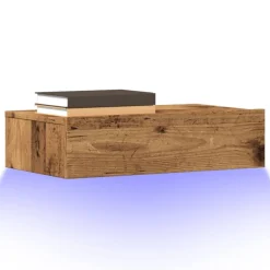 vidaXL tv-bord med LED-lys 60x35x15,5 cm antikt træ
