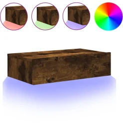 vidaXL tv-bord med LED-lys 60x35x15,5 cm røget egetræsfarve