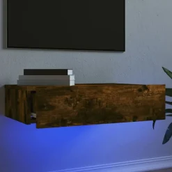 vidaXL tv-bord med LED-lys 60x35x15,5 cm røget egetræsfarve