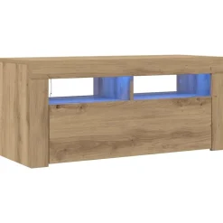 vidaXL tv-bord med LED-lys 90x35x40 cm konstrueret træ kunsteg