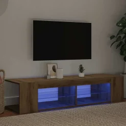 vidaXL tv-bord med LED-lys 135x39x30 cm konstrueret træ kunsteg