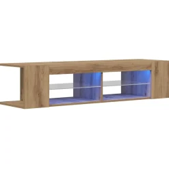 vidaXL tv-bord med LED-lys 135x39x30 cm konstrueret træ kunsteg