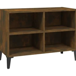 vidaXL tv-bord med metalben 69,5x30x50 cm røget eg