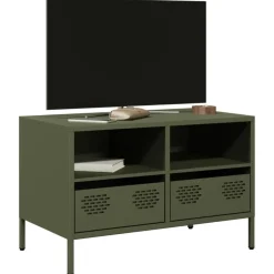 vidaXL tv-bord 68x39x43,5 cm koldvalset stål olivengrøn