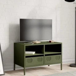 vidaXL tv-bord 68x39x43,5 cm koldvalset stål olivengrøn