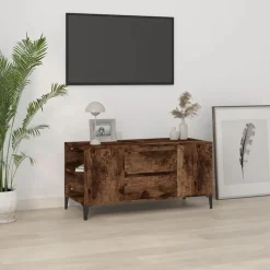 vidaXL tv-bord 102x44,5x50 cm konstrueret træ røget egetræ