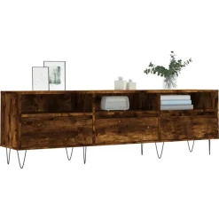 vidaXL tv-bord 150x30x44,5 cm konstrueret træ røget egetræsfarve