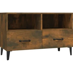 vidaXL tv-bord 80x36x50 cm konstrueret træ røget egetræsfarve