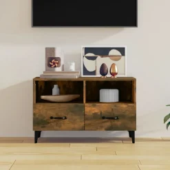 vidaXL tv-bord 80x36x50 cm konstrueret træ røget egetræsfarve