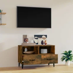 vidaXL tv-bord 80x36x50 cm konstrueret træ røget egetræsfarve
