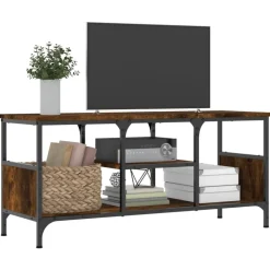 vidaXL tv-bord 100x35x45 cm konstrueret træ og jern røget egetræsfarve