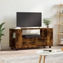 vidaXL tv-bord 102x34,5x43 cm konstrueret træ røget egetræsfarve