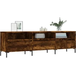 vidaXL tv-bord 150x30x44,5 cm konstrueret træ røget egetræsfarve