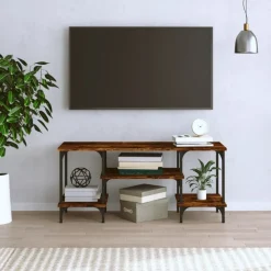 vidaXL tv-bord 102x35x45,5 cm konstrueret træ røget egetræsfarve