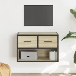 vidaXL tv-bord 60x31x39,5 cm konstrueret træ og metal sonoma-eg