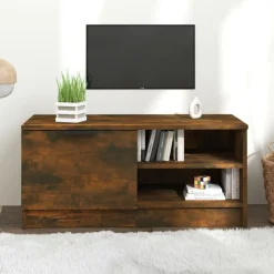 vidaXL tv-bord 80x35x36,5 cm konstrueret træ røget egetræsfarve