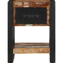 vidaXL tv-bord 35x34x45 cm massivt genbrugstræ flerfarvet