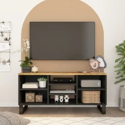 vidaXL tv-bord 100x33x46 cm massivt mangotræ og konstrueret træ