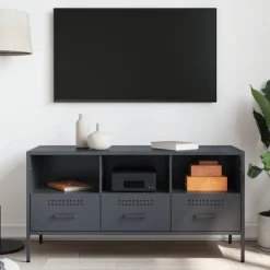 vidaXL tv-bord 100,5x39x50,5 cm stål antracitgrå